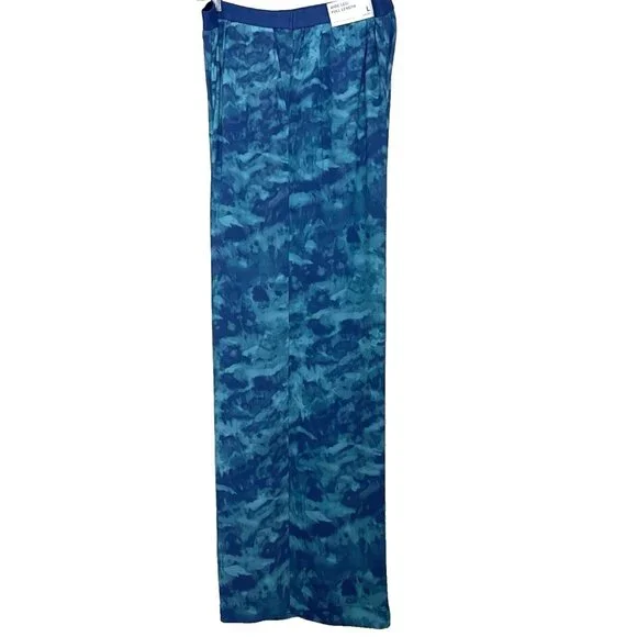 Soft Surroundings Wide Leg Pull on Pants Large Blue Tie Dye Beach Vacation NEW - Picture 4 of 12